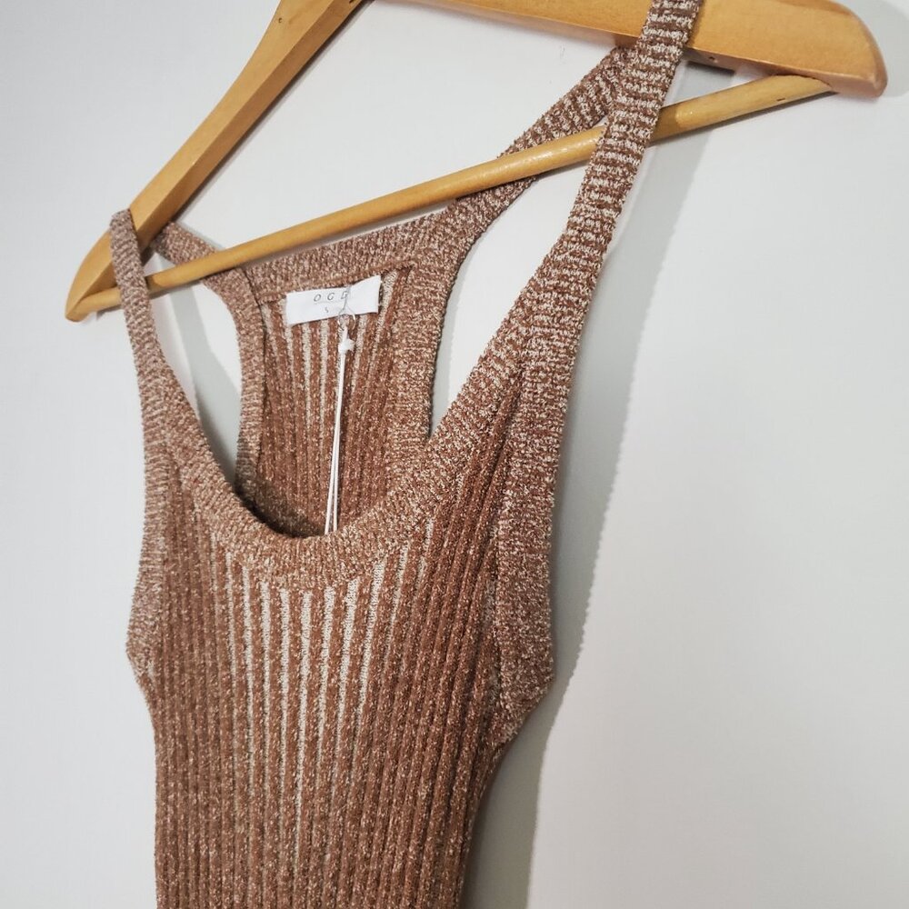 Revolve One Grey Day Dani Tank Dress Small Tan Ribbed Midi Timeless Modern - Picture 6 of 13